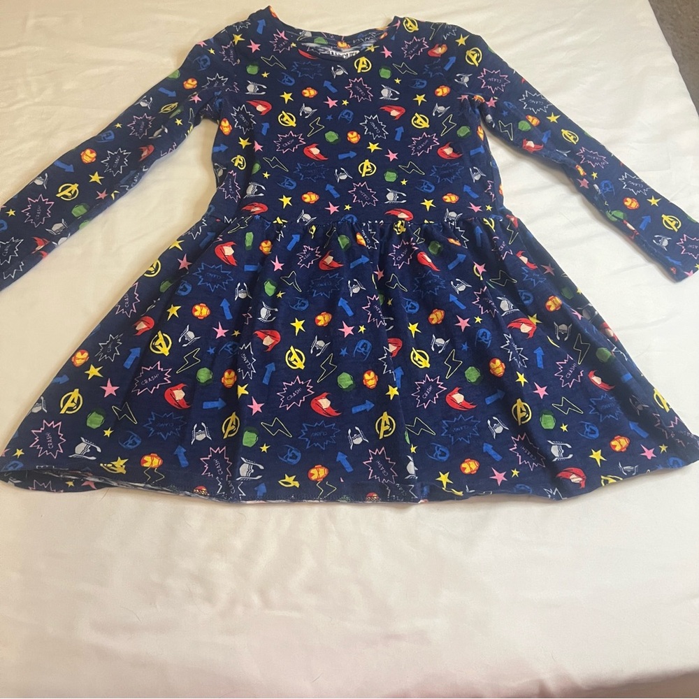 Marvel Avengers Long Sleeve Dress Girls Size 6/7 Spotted Zebra